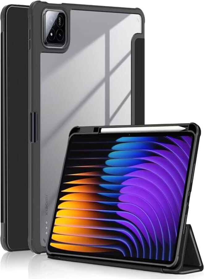 Case Compatible with Xiaomi Mi Pad 7/7 Pro 11.2inch 2024 Cover, Clear Acrylic Multi-Angle Hard PC Back Case with Pen Holder Protective Stand Cover Shockproof for Xiaomi Mi Pad 7/7 Pro 2024